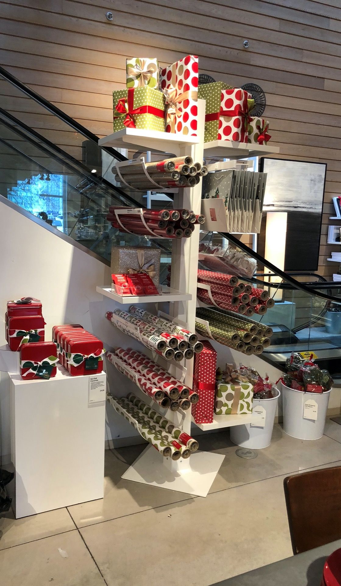 cratebarrel christmas wrap display 2018